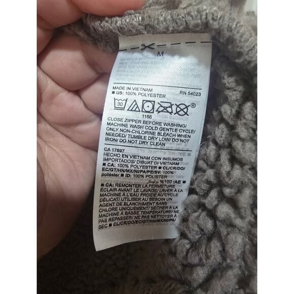 Old Navy Pieced-Yoke Teddy Fleece Jacket Brown Cozy Winter Casual Men's Size M - Picture 8 of 8